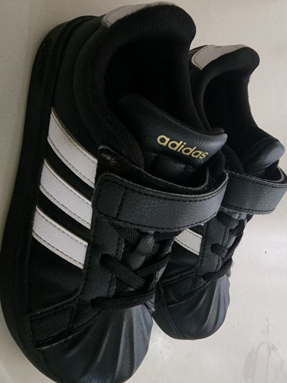 Adidas Superstar Kids Black & White Sneakers – Size 12